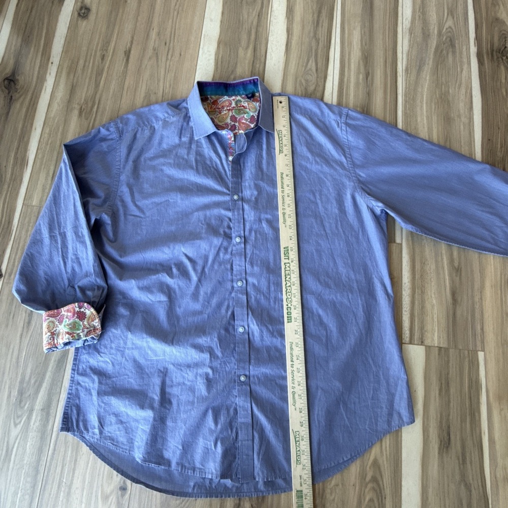 Robert Graham Shirt Men 3XLarge Blue Striped Paisley Cuffs Button Up - Picture 4 of 9